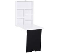 Bureau Mural Pliable Étagère + Tableau Craie Intégré Blanc