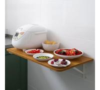 Bureau mural pliable flottant pour linge, économise de l'espace, construction robuste et durable, couleur marron, parfaite pour les petits espaces.