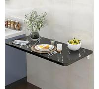 Bureau mural pliable polyvalent 80 x 40 cm, table d'étude et de salle à manger, bureau d'ordinateur à suspendre pour chambre à coucher et salon, texture noire, design compact