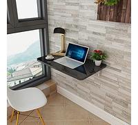 Bureau mural pliable pour bureau à domicile - Peu encombrant - Supporte 40-60 kg - Idéal pour les ordinateurs portables et les postes de travail - Parfait pour les petits espaces