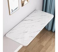 Bureau mural pliable pour économiser de l'espace pour ordinateur portable et étude, idéal pour balcon, chambre à coucher, cuisine, salle de bain, motif pierre blanche, 80 x 20 cm