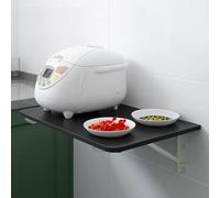 Bureau mural pliable pour économiser de l'espace, table à linge flottante, design robuste et stable, couleur noire, parfaite pour les petits espaces et les bureaux à domicile.