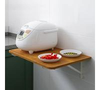 Bureau mural pliable pour économiser de l'espace - Table flottante robuste à fixation murale - Couleur marron - Design compact pour la maison et le bureau - Installation facile - Durable et fiable.