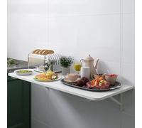 Bureau mural pliable pour économiser de l'espace - Table flottante robuste et stable - Finition blanche - Parfaite pour les petits espaces.