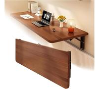 Bureau mural pliable pour ordinateur portable compact avec feuille tombante pour petits espaces Finition marron élégant 60 x 40 cm