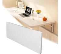 Bureau mural pliable pour ordinateur portable - Table flottante pour ordinateur portable, design feuilles tombantes pour petits espaces, 80 x 40 cm, finition blanche élégante