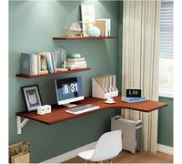 Bureau mural pliable pour petits espaces - Table d'écriture compacte en bois de teck pour la maison, le bureau et la chambre à coucher - 120 x 60 x 40 cm