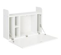 Bureau mural pliable - table murale rabattable - 5 niches, étagère - panneaux particules blanc Blanc G