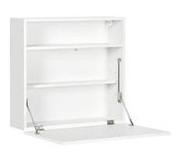Bureau mural pliable - table murale rabattable - niche, 2 étagères - panneaux particules blanc