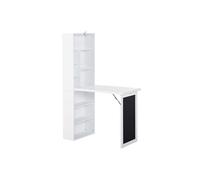 HOMCOM Bureau Informatique Pliable avec Bibliothèque 98x51x153cm Blanc