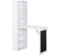 HOMCOM Bureau Informatique Pliable avec Bibliothèque 98x51x153cm Blanc | Pliable, Poste de Travail, Tableau Noir, 9 Compartiments Ouverts, Étagère Réglable, Table d'Ordinateur pour Chambre