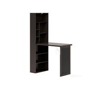 HomCom Bureau informatique pliable – Bibliothèque, tableau noir, 9 compartiments, marron