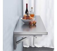 Bureau mural pliable,table pliante murale en acier inoxydable,table à manger pliante murale,table murale rabattable,table inox exterieur,Acier inoxydable 304, surface en acier inoxydable brossé(60*50c