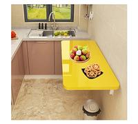 Bureau Mural Pliant - Table à abattants Gain de Place pour Petites pièces, Bureau Flottant Polyvalent pour buanderie/Bureau/Chambre, 60 x 40 cm, Finition Jaune élégante