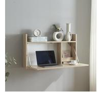 [en.casa] Bureau Mural Rabattable pour Ordinateur Portable Table Pliante avec Espace de Rangement Coiffeuse Panneau de Particules 48 x 83 x 48 cm Effet Chêne