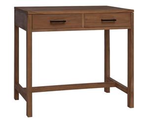 Bureau naturel 80 x 50 x 75 cm avec tiroirs en bois massif teck marron | Tiroirs intégrés avec poignées, pour chambre à coucher et bureau, plateau de table spacieux, bois de teck massif