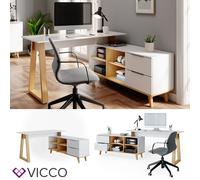 Bureau Nautica, 138x60cm avec tiroirs XXL, Blanc, Vicco 35961