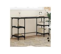 vidaXL Bureau noir 140x50x75 cm métal et bois d'ingénierie Noir G