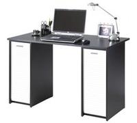 Bureau Noir 2 Caissons à Rideau 120 cm - Blanc - L 120 x l 65 x H 74 cm Noir G