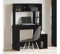 Bureau Noir CLOUD Table à écrire Pour 1 personne avec étagères noir 100x45x140 cm bois d'ingénierie BBB757