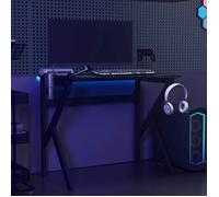 Bureau Noir, CLOUD, Table de jeu, Pour 1 personne, avec pieds en forme de K Noir 90x60x75 cm BBB125