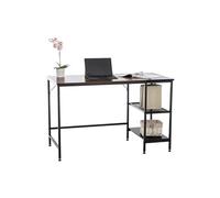 Bureau Oviedo avec Plateau en MDF Cadre en Tubes d'acier et Colonne de rangement , Noir / Marron