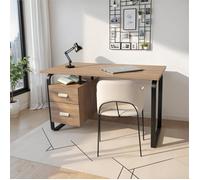 Bureau PEARL 120x60cm / Décor Chêne blanchi et métal noir
