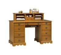 Bureau - Pin - Ministre - 11 Tiroirs - 5 Niches - Style Anglais