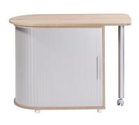 Bureau Pivotant et Meuble de Rangement Chêne 2 Niches 77 x 71,7 x 47 cm - Aluminium - L 105 x l 55 x H 74.7 cm