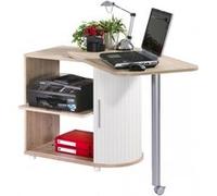 SIMMOB Bureau Pivotant et Meuble de Rangement Chêne 2 Niches 77 x 71,7 x 47 cm - Blanc
