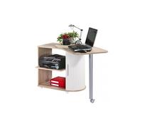 SIMMOB Bureau Pivotant et Meuble de Rangement Chêne 2 Niches 77 x 71,7 x 47 cm - Blanc
