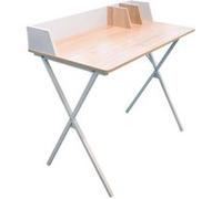BADIE - Bureau Plateau Effet Bois et Piètement Blanc - Altobuy Marron