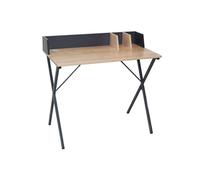 Bureau Plateau Effet Bois et Piètement Gris Foncé - BADIE -