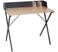 BADIE - Bureau Plateau Effet Bois et Piètement Gris Foncé - Altobuy Marron