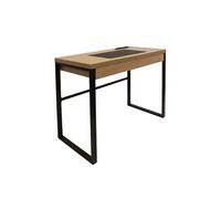 Bureau Plateau Effet Bois et Piètement Noir - CALEB -