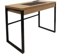 Bureau Plateau Effet Bois et Piètement Noir - CALEB - ALTOBUY Marron G
