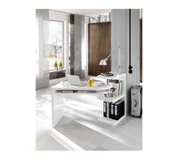 Bureau plateau pivotant coloris laque blanc brillant - L145 x H94 x P50 cm -PEGANE- laqué blanc brillant