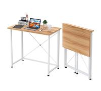 Bureau pliable 80 x 45 x 74 cm, table d'ordinateur compacte pour étude et travail, mobilier de bureau à domicile, table en bois marron, design compact et portable