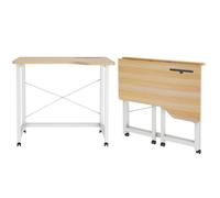 Bureau Pliable 90x56x75cm, Table de Bureau avec Fente pour Carte, Bureau Ordinateur Mobile avec 4 roulettes, Bureau Pliable Petit