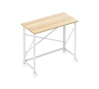 Bureau pliable à roulettes dim. 80x40cm acier blanc effet chêne clair
