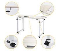 Bureau Pliable Au-Dessus du Lit, Table D'étude, Coin de Table en Arc avec Fente pour Stylo, Inclinaison sur 6 Niveaux, (1,2 m / 3,9 Pieds)