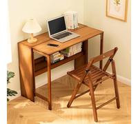 Bureau pliable en bambou naturel pour ordinateur portable - Table d'ordinateur portable pour petit bureau à domicile et étudiant - Station de travail peu encombrante pour une vie minimaliste