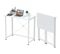 Bureau Pliable Moderne - Armature en métal blanc - Table Bureau Informatique- 80x45x74cm - blanc