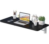 Bureau pliable mural en bois massif pour la maison, le bureau et la cuisine, 100,1 x 50 cm, noir, établi pliable pour économiser de l'espace - Design robuste pour petits espaces
