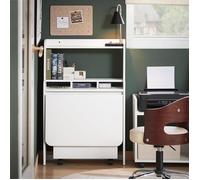 Bureau pliable mural - SoBuy - Pliable et rabattable - Dimensions 64x63x100,6 cm - Blanc - 5 étagères ouvertes