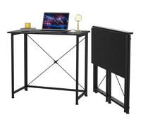 Bureau Pliable noir - Table informatique - Ajustable - L80 x P45 x H74 cm - Capacité de charge jusqu'à 120kg