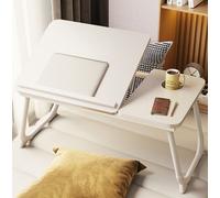 Bureau pliable pour ordinateur portable avec connexion USB - Parfait pour les lits et les dortoirs, Blanc