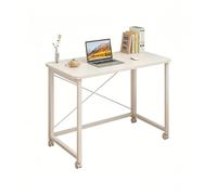 Bureau Pliable pour Ordinateur Portable sur roulettes, Table Pliante Mobile, Bureau Portable, Petite Table Dordinateur Mobile avec Étagère De Rangement, Chariot Roulant Gain De Place pour Bureau