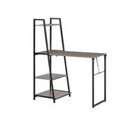 HOMCOM Bureau Pliable Rabattable - Bureau bibliothèque 2 en 1-4 étagères - Bois Gris métal Noir