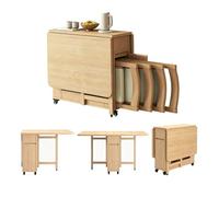 Bureau Pliable, Table À Manger Extensible, avec des Tiroirs Et des Étagères Ouvertes, Table De Cuisine 4 Personnes, pour Un Salon D'appartement